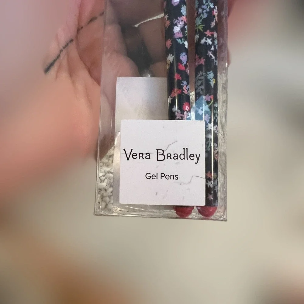 Floral Vera Bradley Womens Gel Pens Black Pink Gold Green‎ Ink Set Of 2 USA EUC
